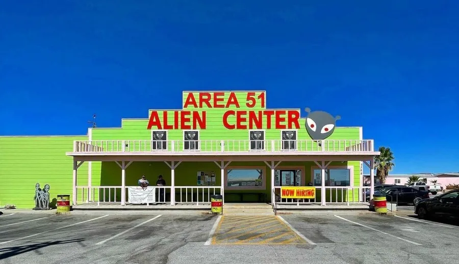 The parking lot of Nevada’s Area 51 Alien Center souvenir shop.