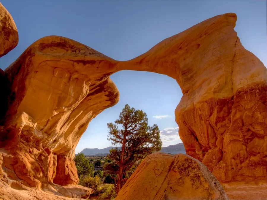 Metate Arch in Grand Staircase-Escalante National Monument near Escalante, Utah. Seen from the back side here.