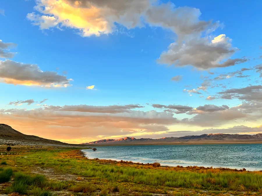 A gilded sky over the Walker Lake Recreation Area in Nevada.