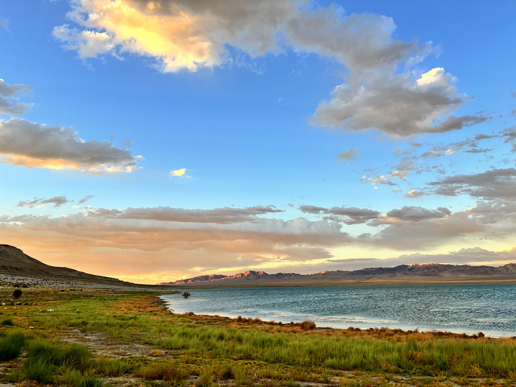 A gilded sky over the Walker Lake Recreation Area in Nevada.